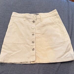 J. Crew Cream A-Line Skirt with Button Front